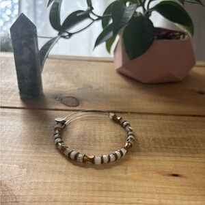 Alex & Ani white and gold beaded bracelet
